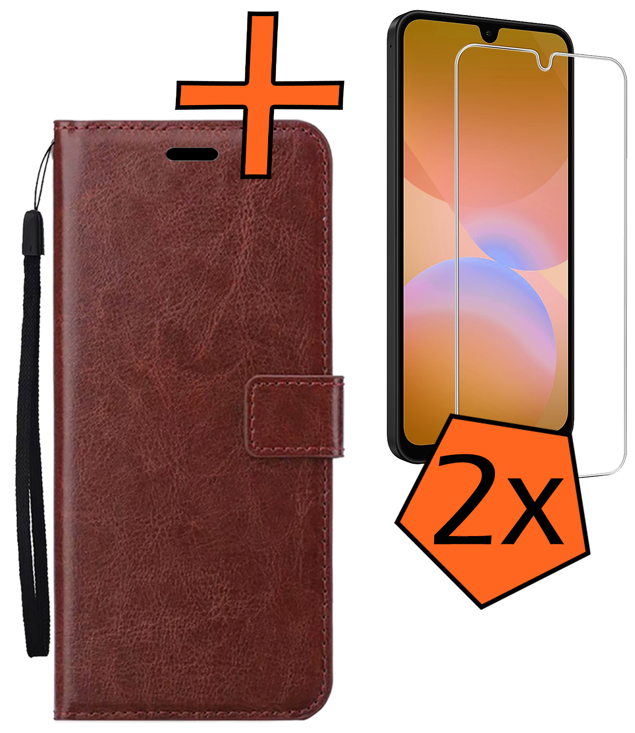 Nomfy Nomfy Samsung Galaxy A26 Hoesje Bookcase Met 2x Screenprotector - Bruin