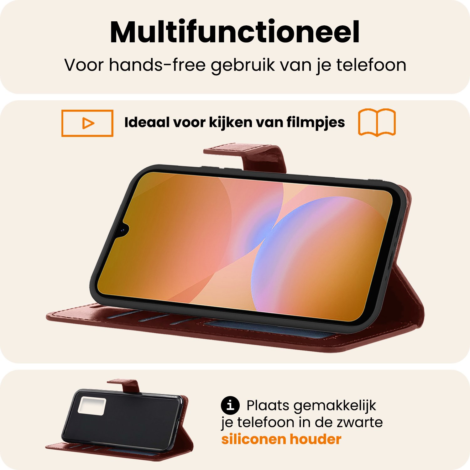 Nomfy Nomfy Samsung Galaxy A26 Hoesje Bookcase Met 2x Screenprotector - Bruin
