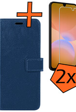 Nomfy Nomfy Samsung Galaxy A26 Hoesje Bookcase Met 2x Screenprotector - Donkerblauw