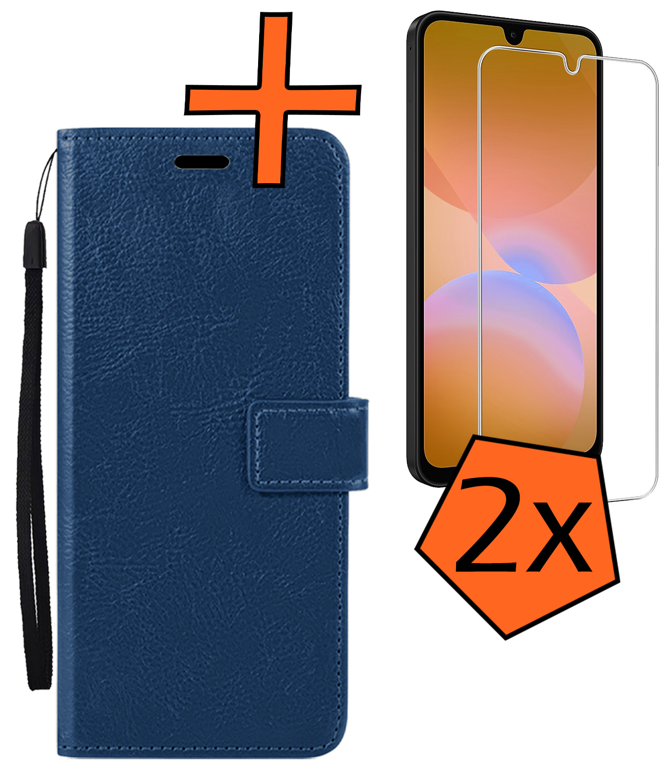 Nomfy Nomfy Samsung Galaxy A26 Hoesje Bookcase Met 2x Screenprotector - Donkerblauw