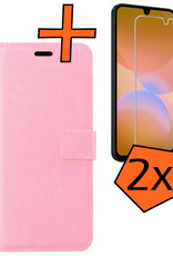 Nomfy Nomfy Samsung Galaxy A26 Hoesje Bookcase Met 2x Screenprotector - Lichtroze