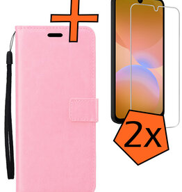 Nomfy Nomfy Samsung Galaxy A26 Hoesje Bookcase Met 2x Screenprotector - Lichtroze