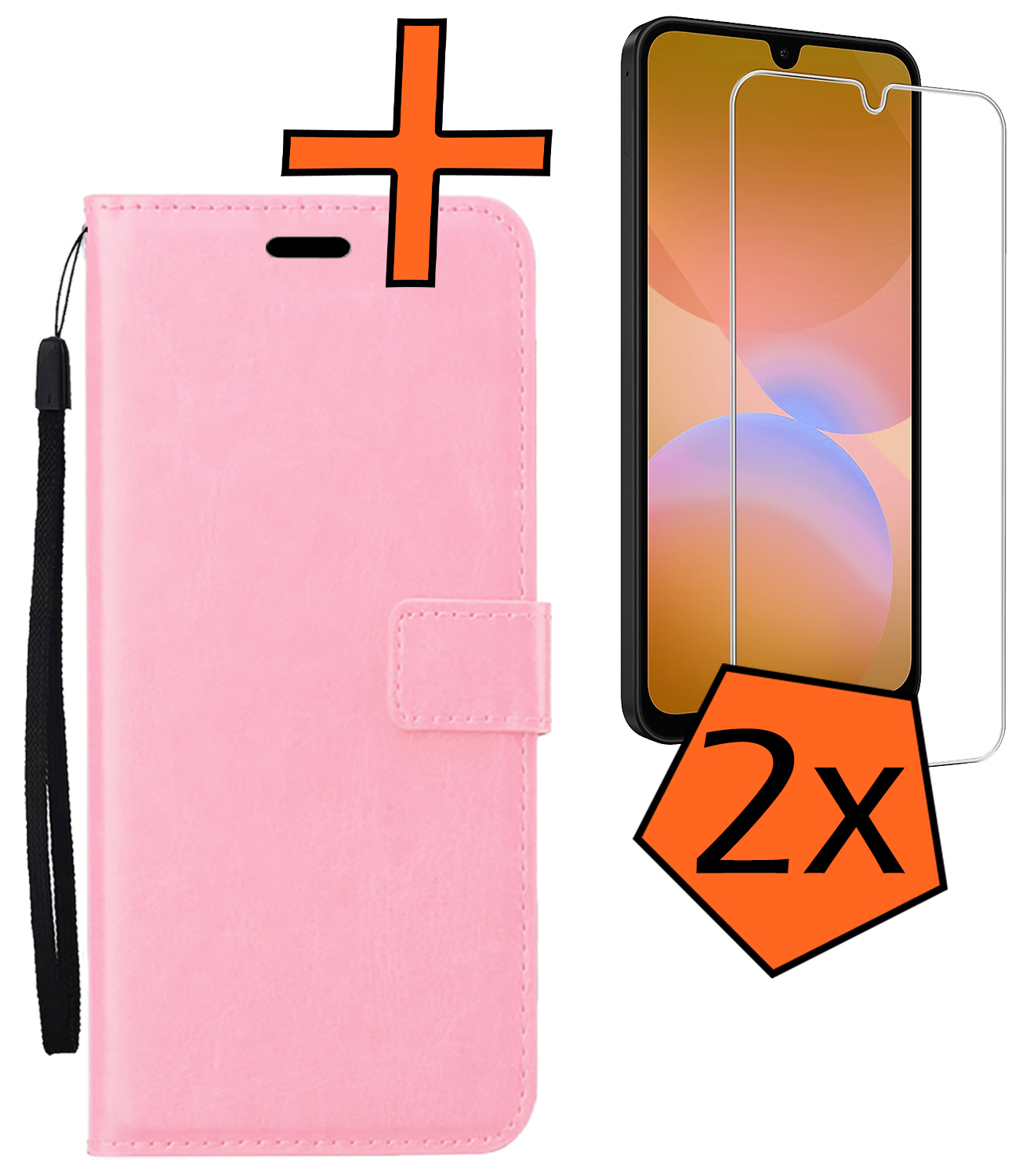 Nomfy Nomfy Samsung Galaxy A26 Hoesje Bookcase Met 2x Screenprotector - Lichtroze