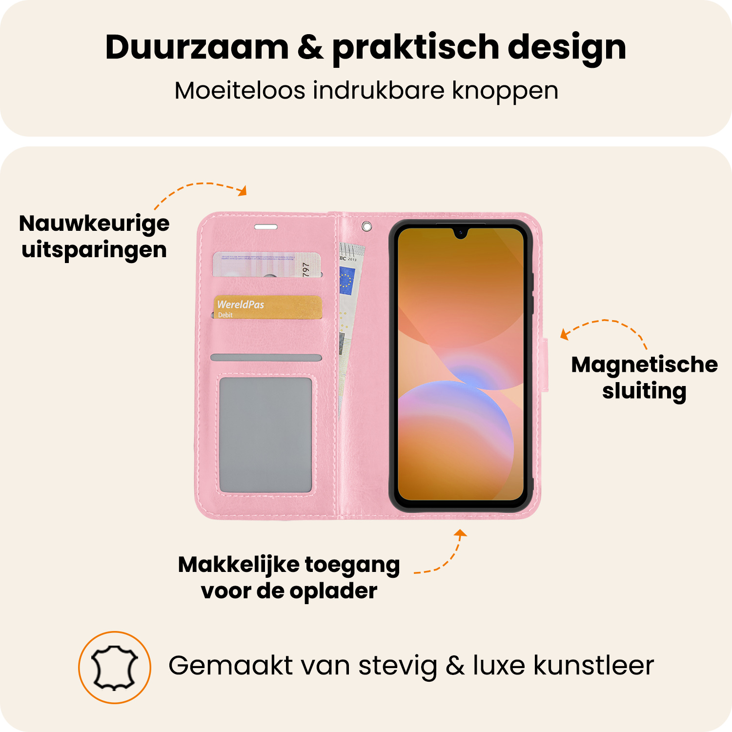 Nomfy Nomfy Samsung Galaxy A26 Hoesje Bookcase Met 2x Screenprotector - Lichtroze