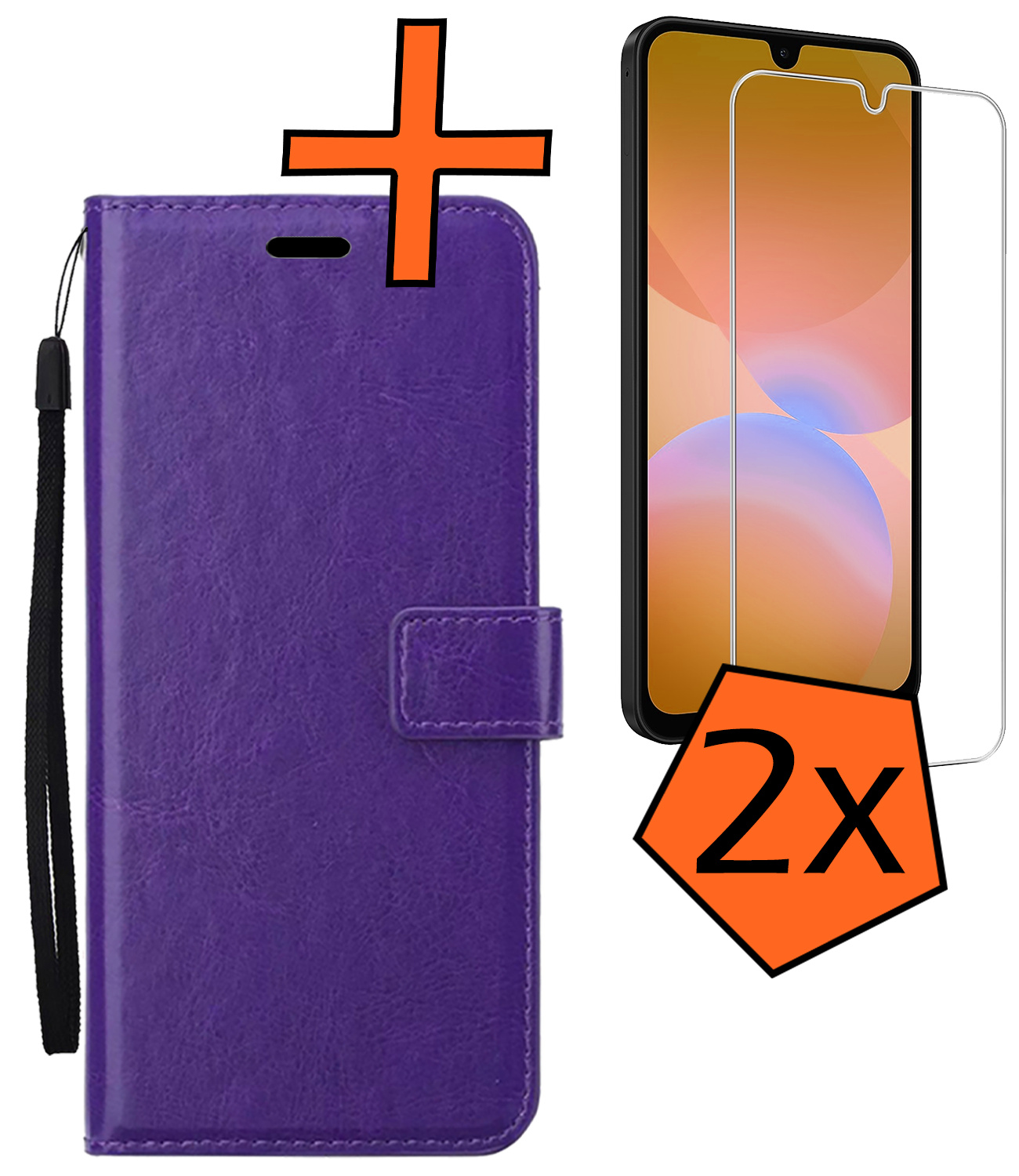 Nomfy Nomfy Samsung Galaxy A26 Hoesje Bookcase Met 2x Screenprotector - Paars