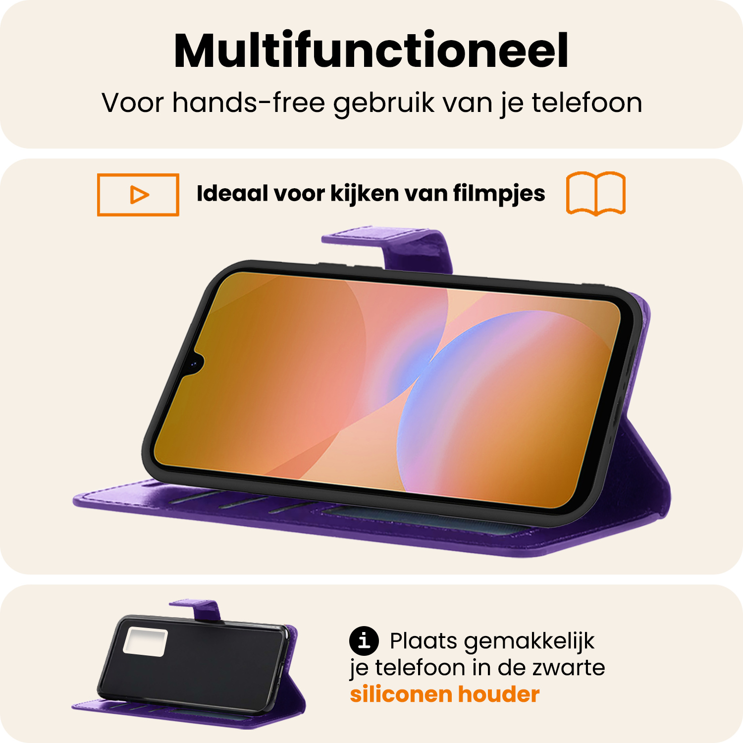 Nomfy Nomfy Samsung Galaxy A26 Hoesje Bookcase Met 2x Screenprotector - Paars
