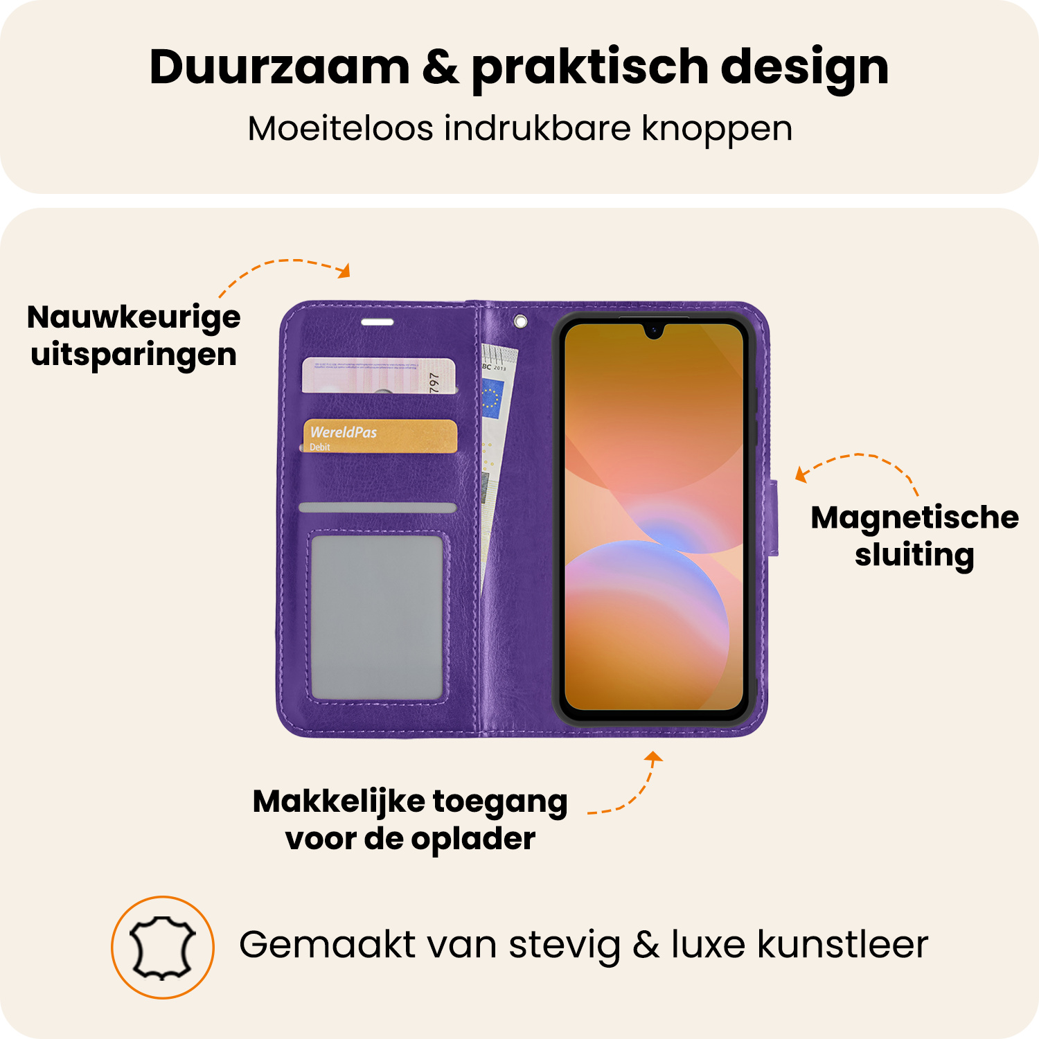 Nomfy Nomfy Samsung Galaxy A26 Hoesje Bookcase Met 2x Screenprotector - Paars
