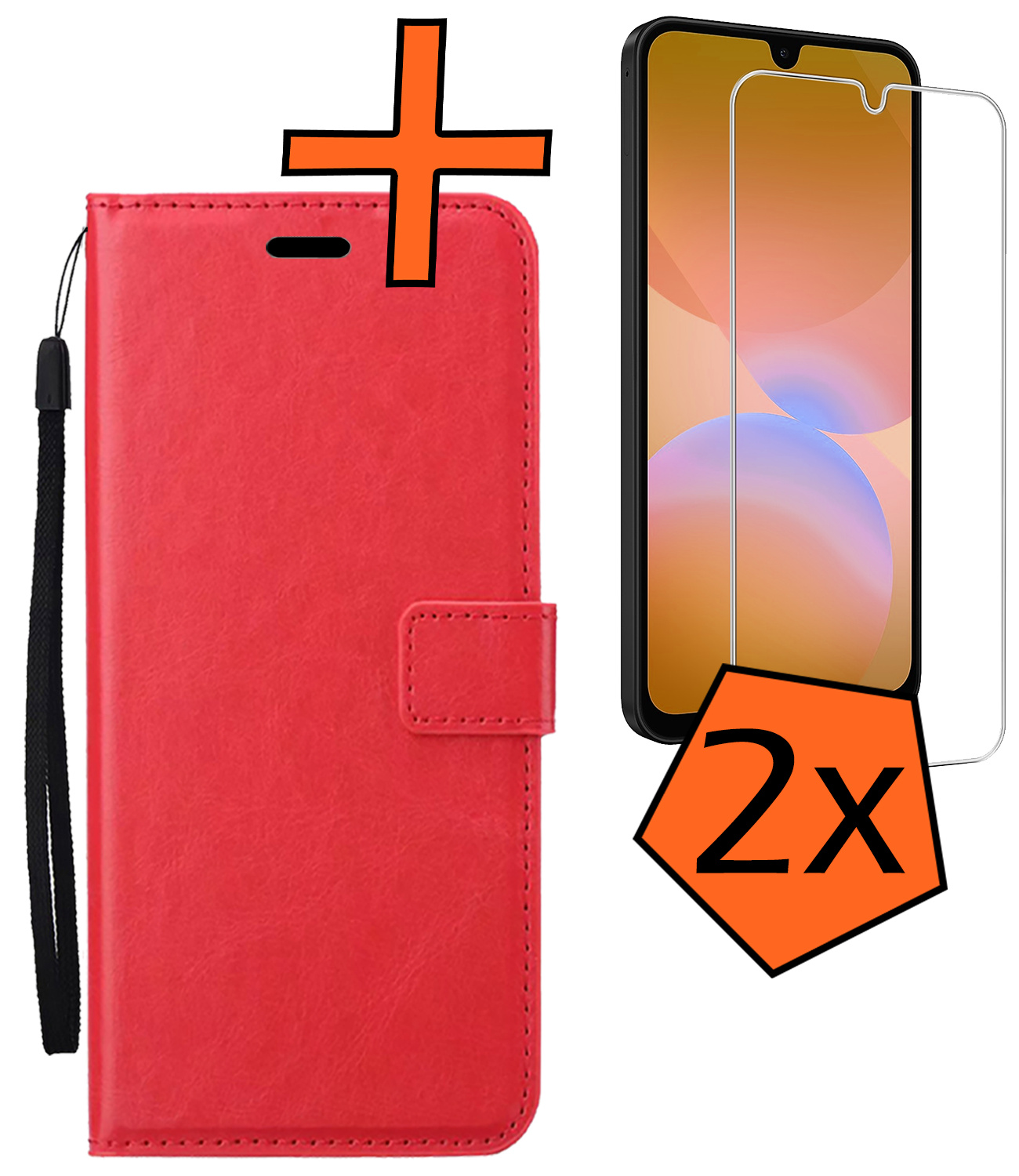 Nomfy Nomfy Samsung Galaxy A26 Hoesje Bookcase Met 2x Screenprotector - Rood