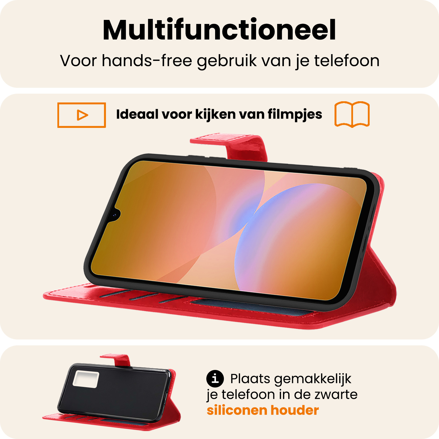 Nomfy Nomfy Samsung Galaxy A26 Hoesje Bookcase Met 2x Screenprotector - Rood