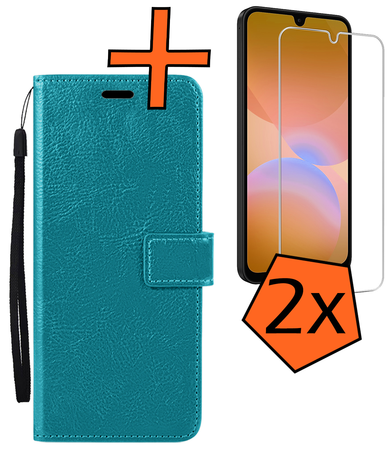 Nomfy Nomfy Samsung Galaxy A26 Hoesje Bookcase Met 2x Screenprotector - Turquoise