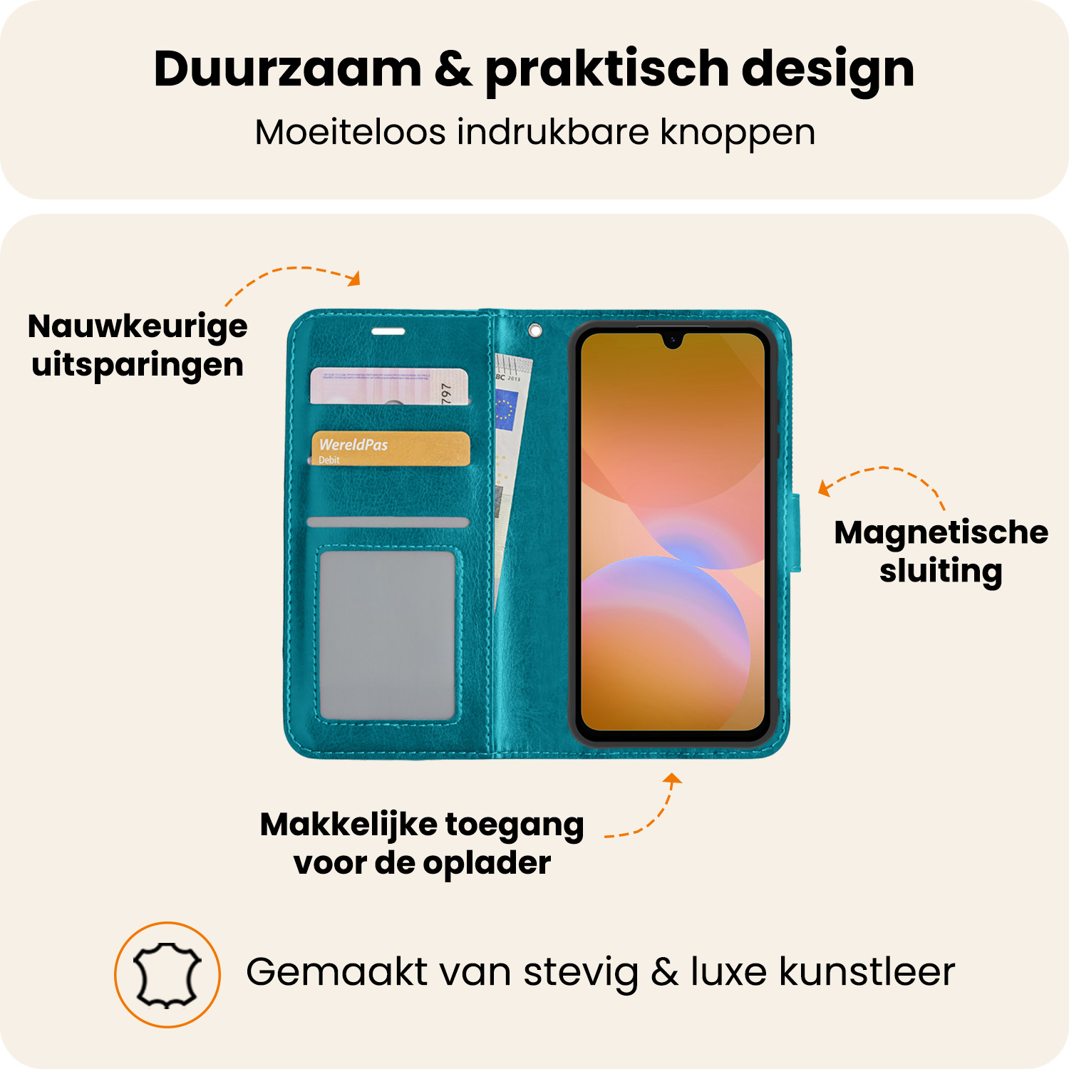 Nomfy Nomfy Samsung Galaxy A26 Hoesje Bookcase Met 2x Screenprotector - Turquoise