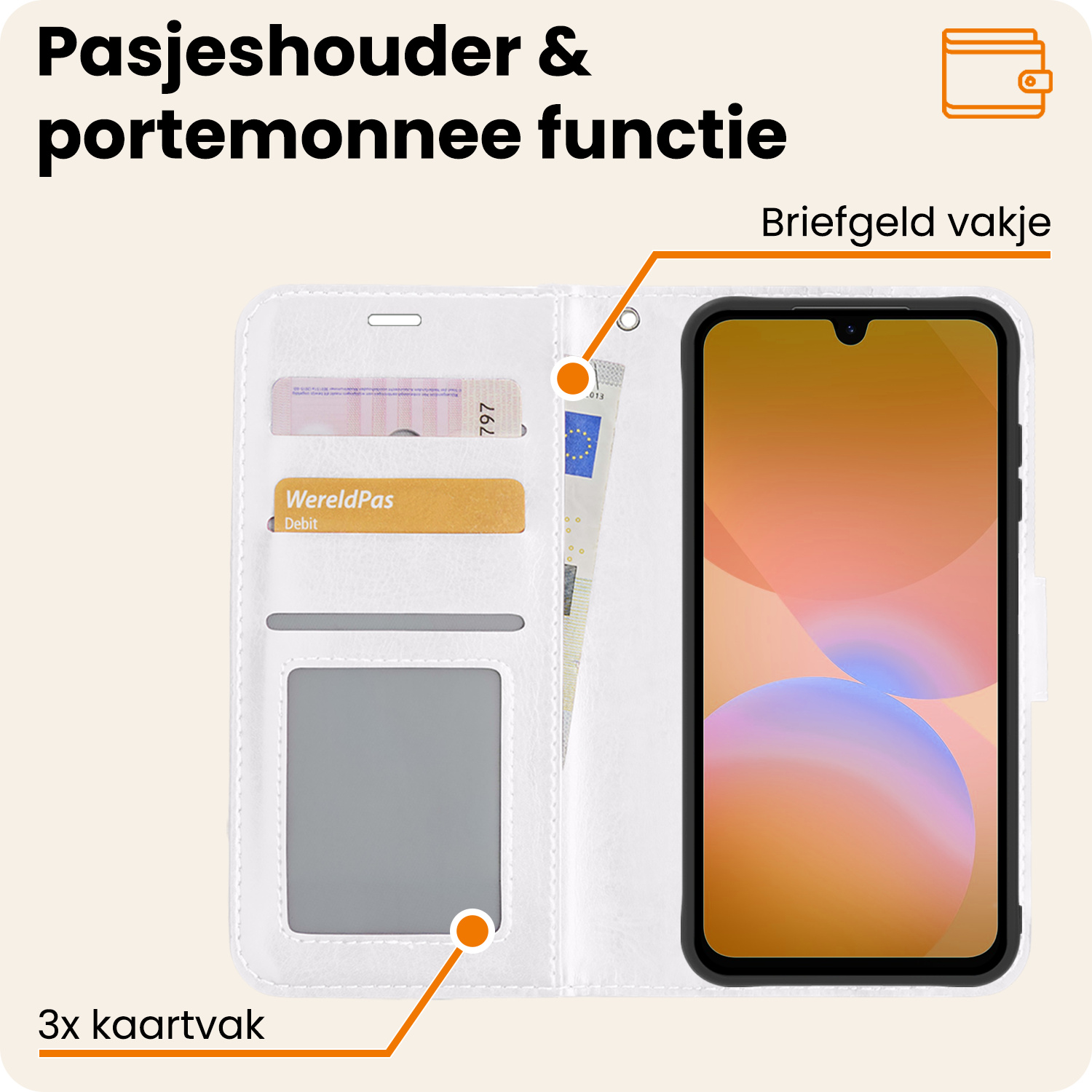 Nomfy Nomfy Samsung Galaxy A26 Hoesje Bookcase Met 2x Screenprotector - Wit