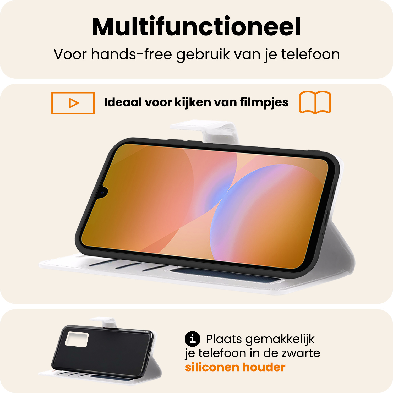 Nomfy Nomfy Samsung Galaxy A26 Hoesje Bookcase Met 2x Screenprotector - Wit