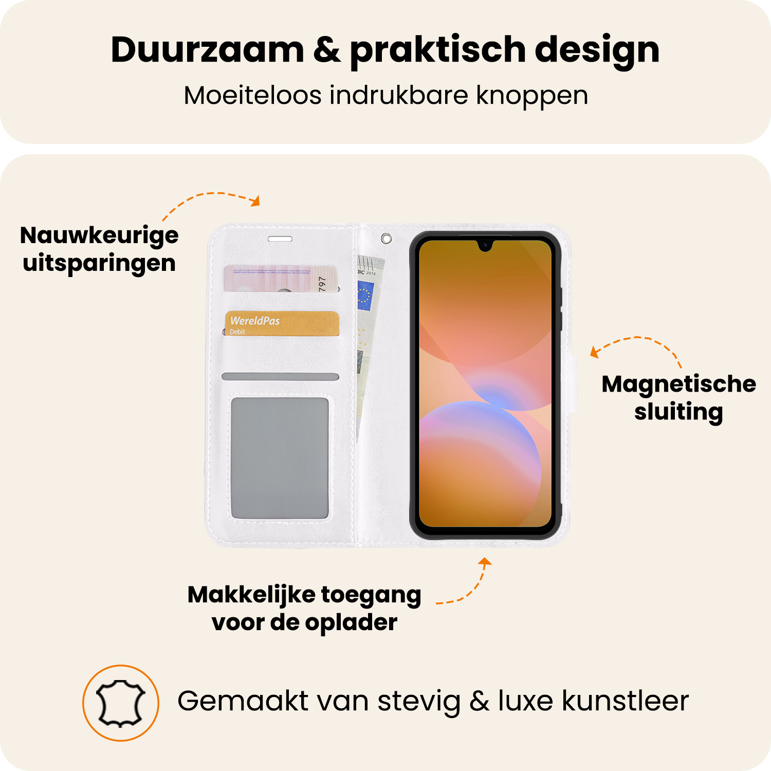 Nomfy Nomfy Samsung Galaxy A26 Hoesje Bookcase Met 2x Screenprotector - Wit