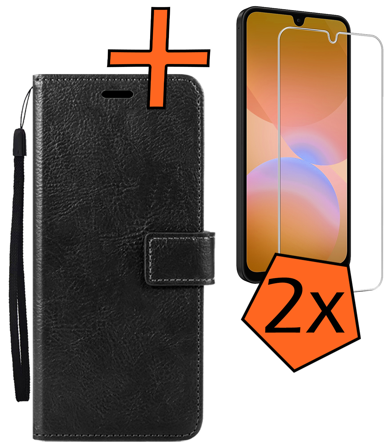 Nomfy Nomfy Samsung Galaxy A26 Hoesje Bookcase Met 2x Screenprotector - Zwart