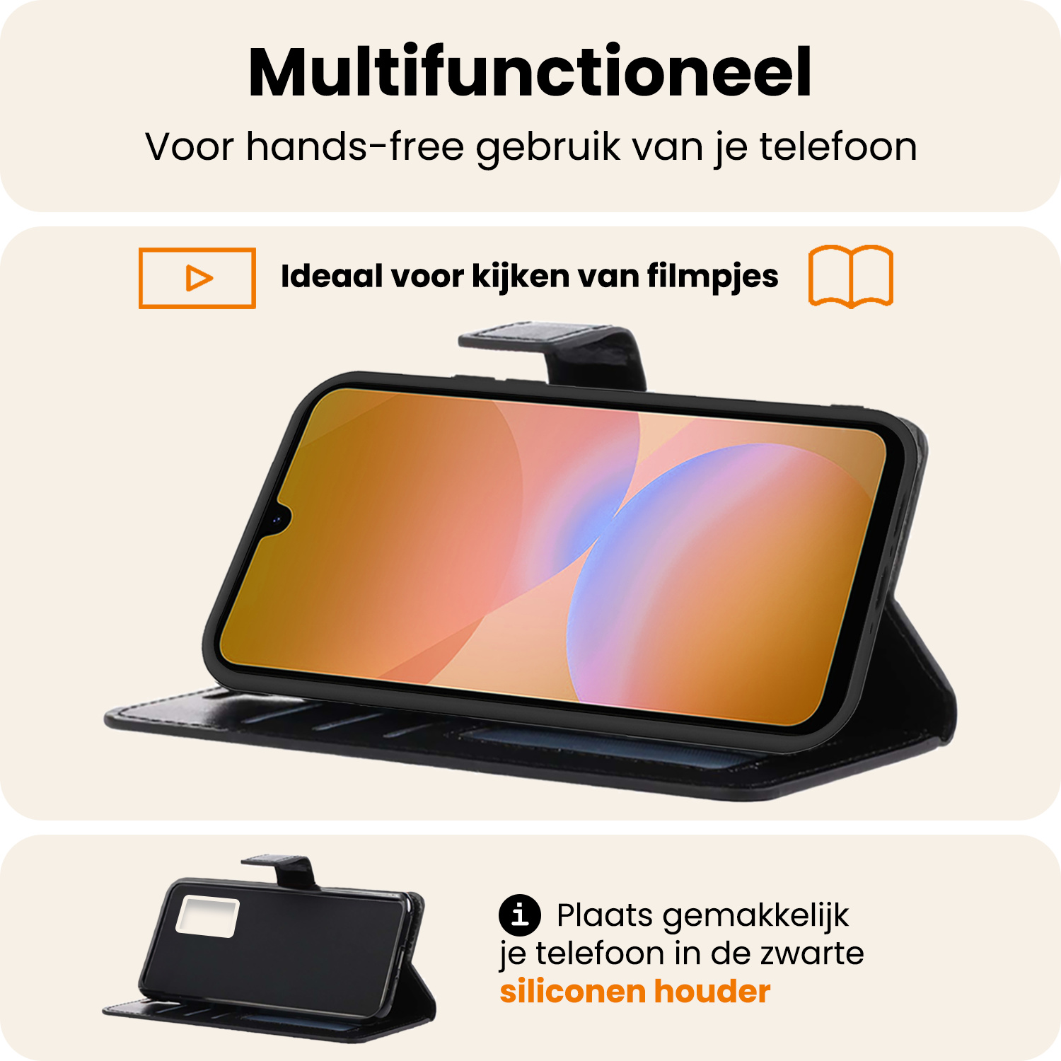 Nomfy Nomfy Samsung Galaxy A26 Hoesje Bookcase Met 2x Screenprotector - Zwart