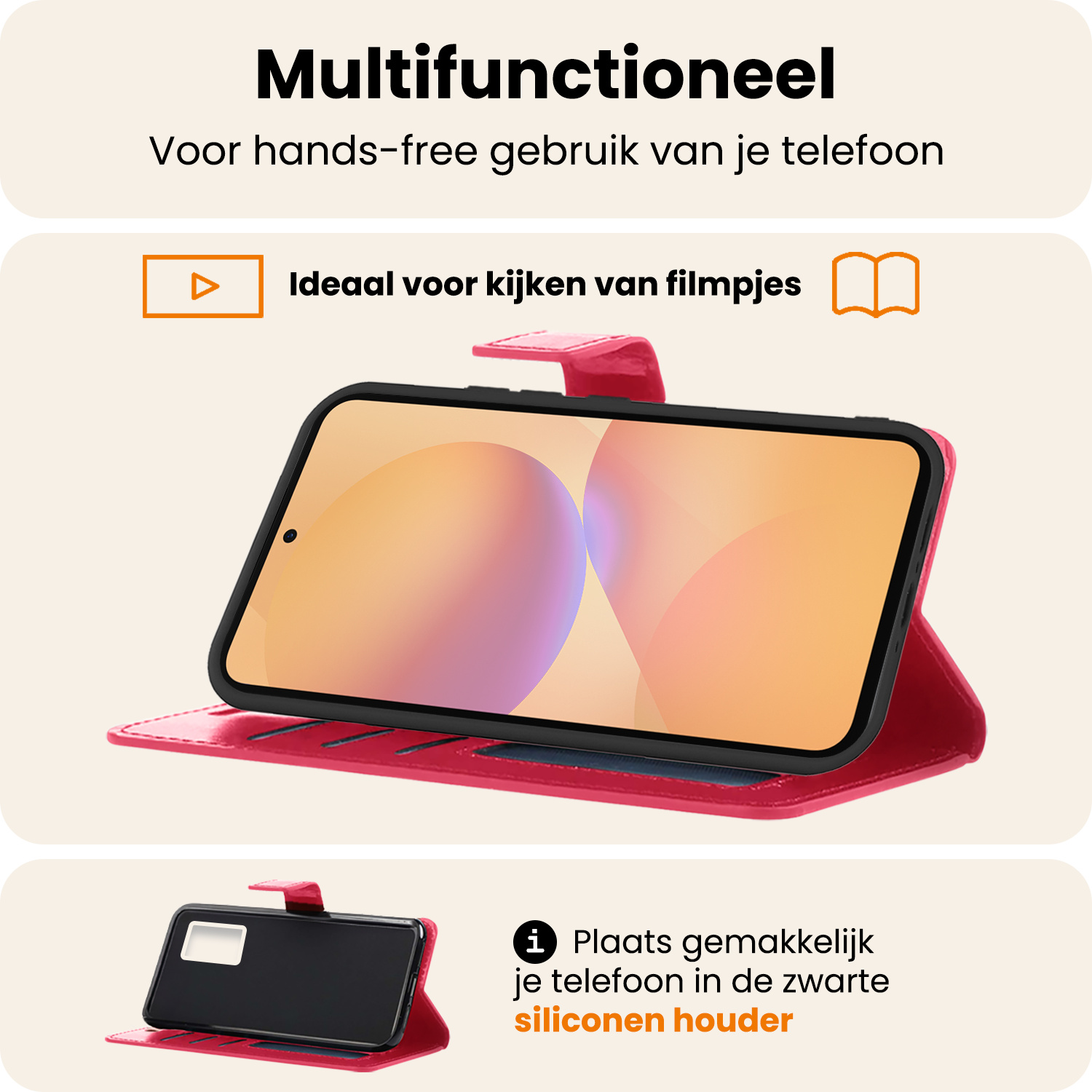 Nomfy Nomfy Samsung Galaxy A36 Hoesje Bookcase - Donkerroze