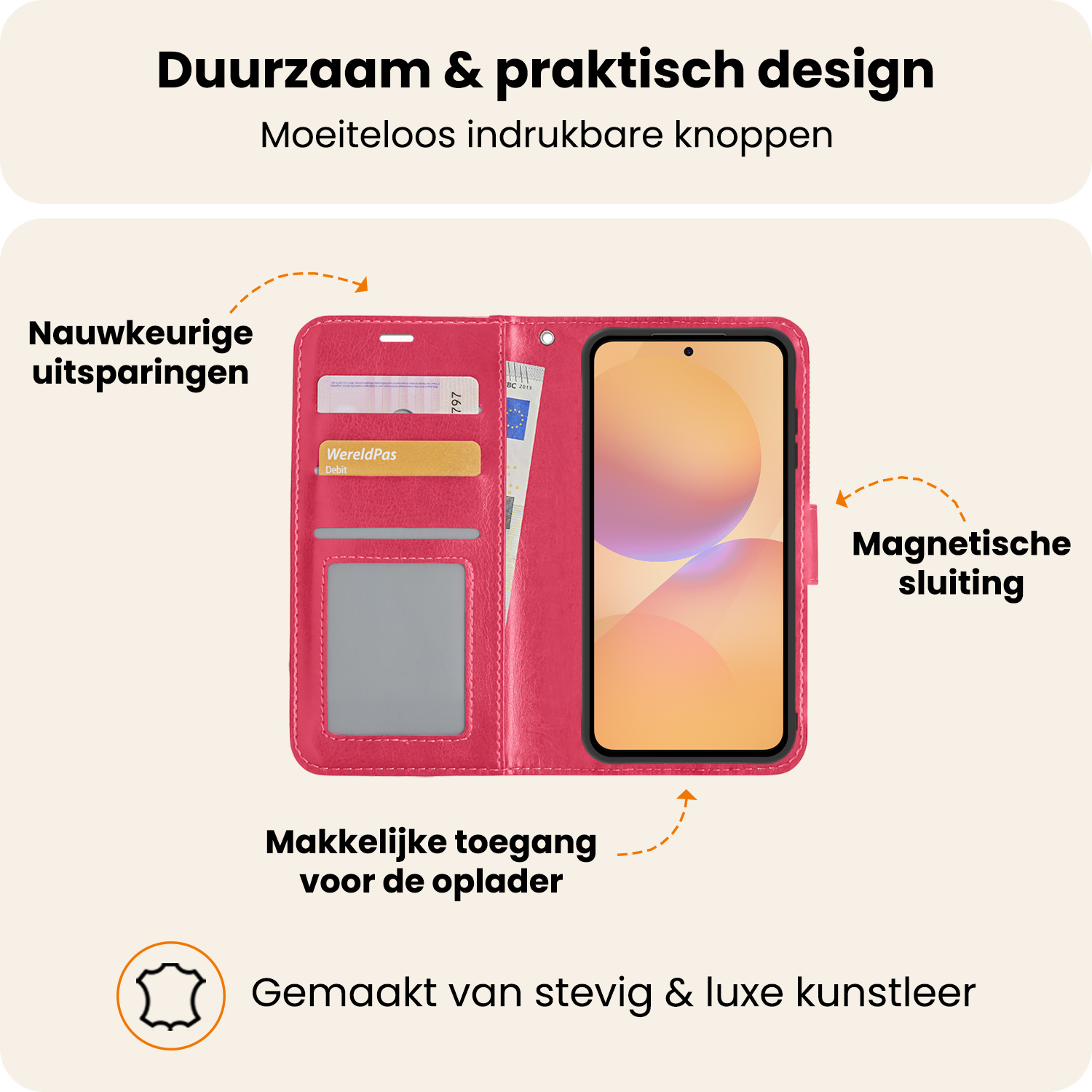 Nomfy Nomfy Samsung Galaxy A36 Hoesje Bookcase - Donkerroze