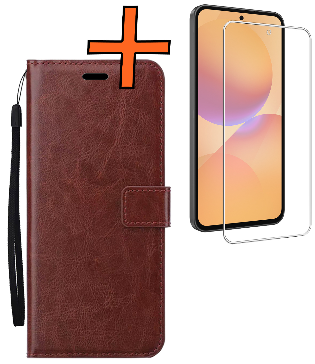 Nomfy Nomfy Samsung Galaxy A36 Hoesje Bookcase Met Screenprotector - Bruin