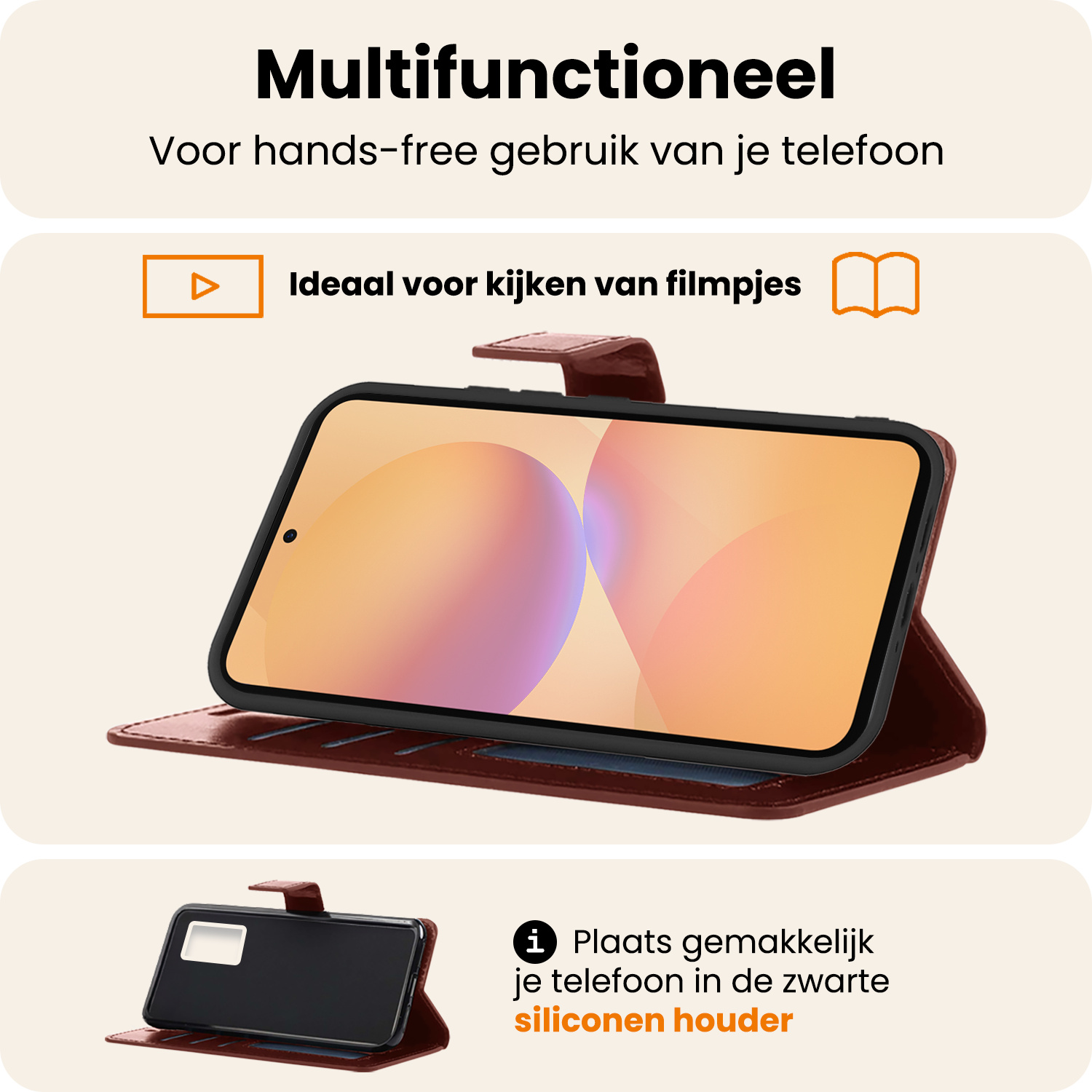 Nomfy Nomfy Samsung Galaxy A36 Hoesje Bookcase Met Screenprotector - Bruin