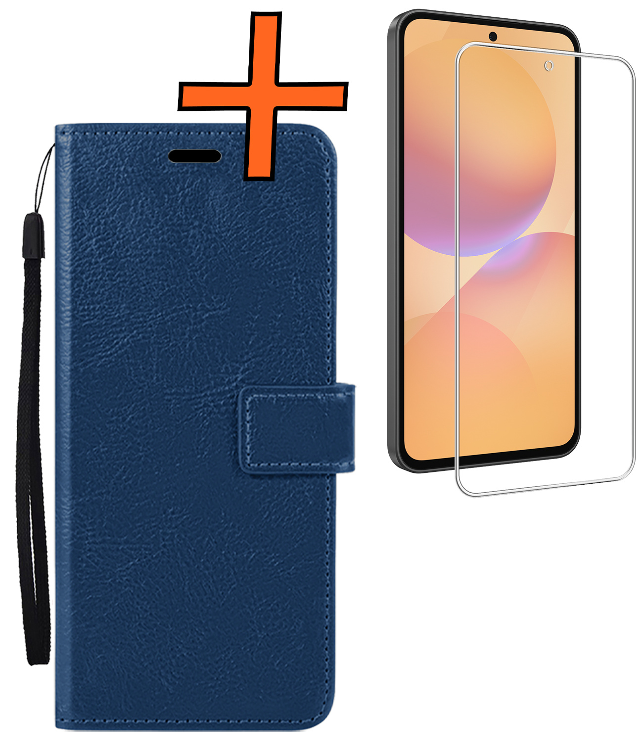 Nomfy Nomfy Samsung Galaxy A36 Hoesje Bookcase Met Screenprotector - Donkerblauw