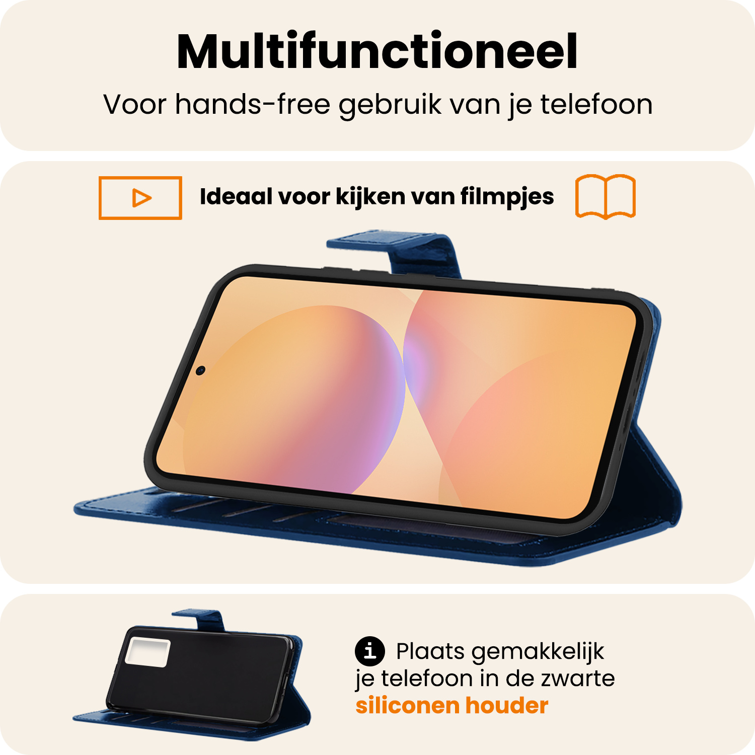 Nomfy Nomfy Samsung Galaxy A36 Hoesje Bookcase Met Screenprotector - Donkerblauw