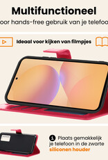 Nomfy Nomfy Samsung Galaxy A36 Hoesje Bookcase Met Screenprotector - Donkerroze