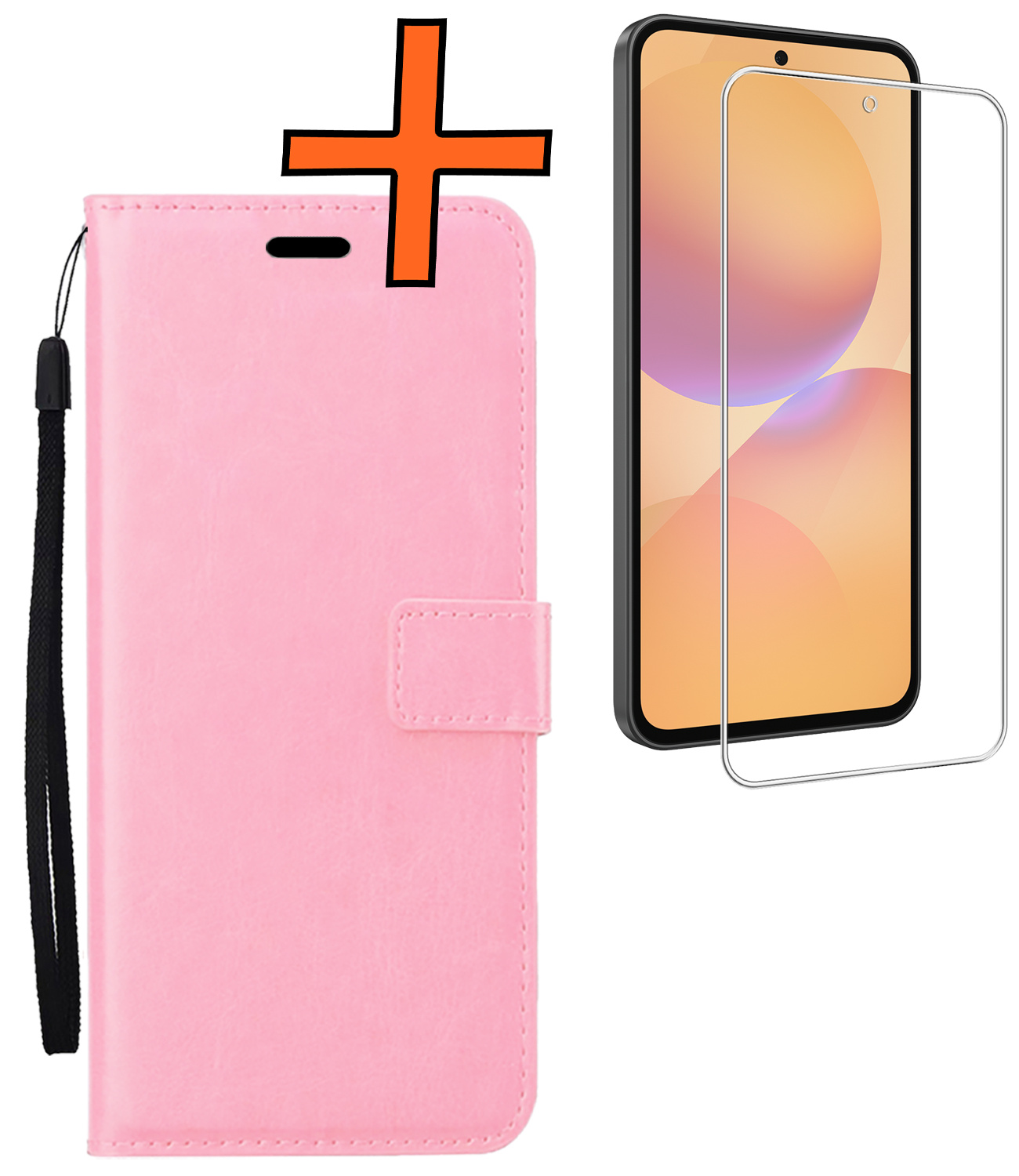 Nomfy Nomfy Samsung Galaxy A36 Hoesje Bookcase Met Screenprotector - Lichtroze
