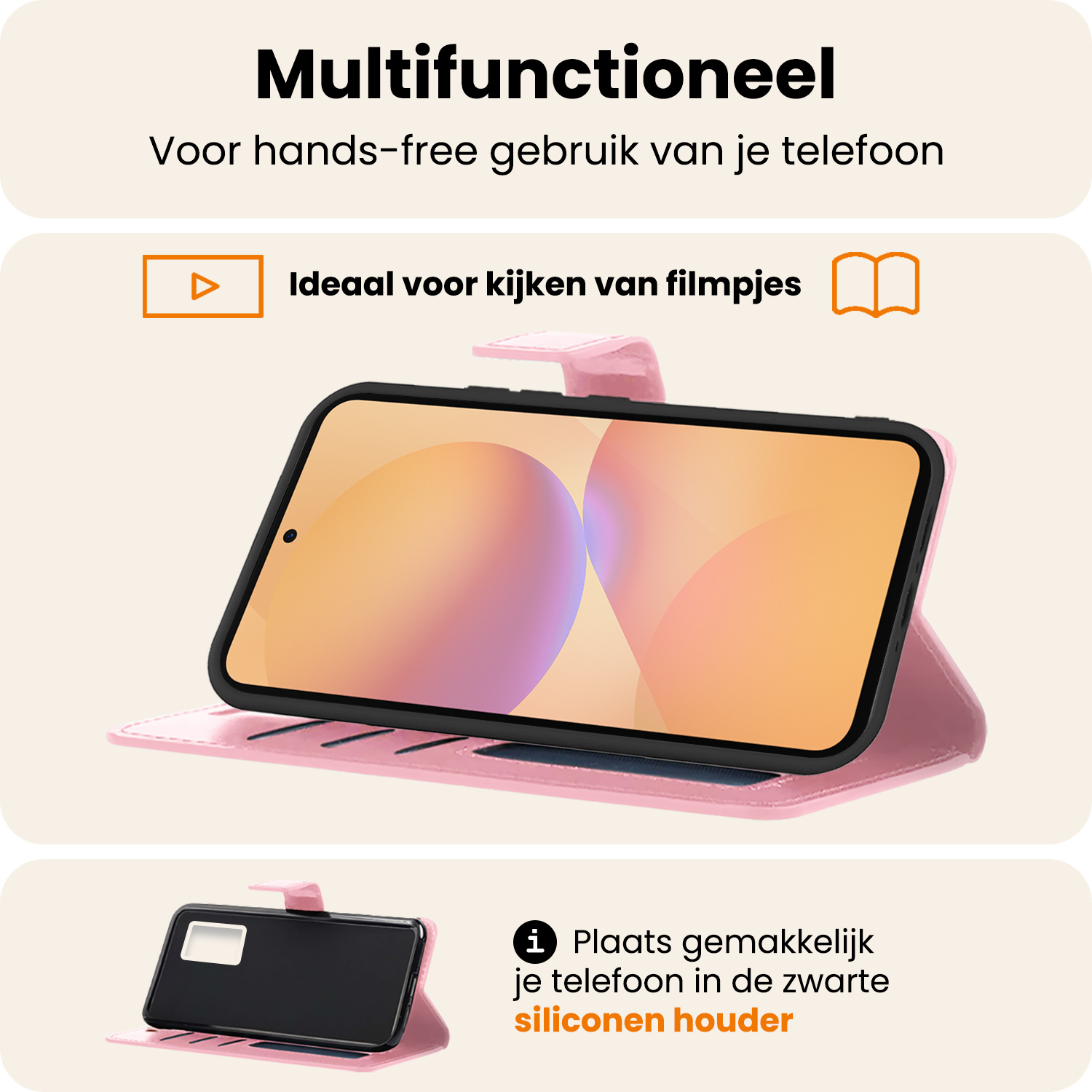 Nomfy Nomfy Samsung Galaxy A36 Hoesje Bookcase Met Screenprotector - Lichtroze