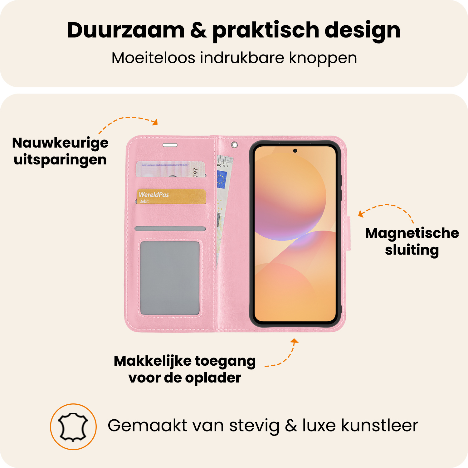 Nomfy Nomfy Samsung Galaxy A36 Hoesje Bookcase Met Screenprotector - Lichtroze