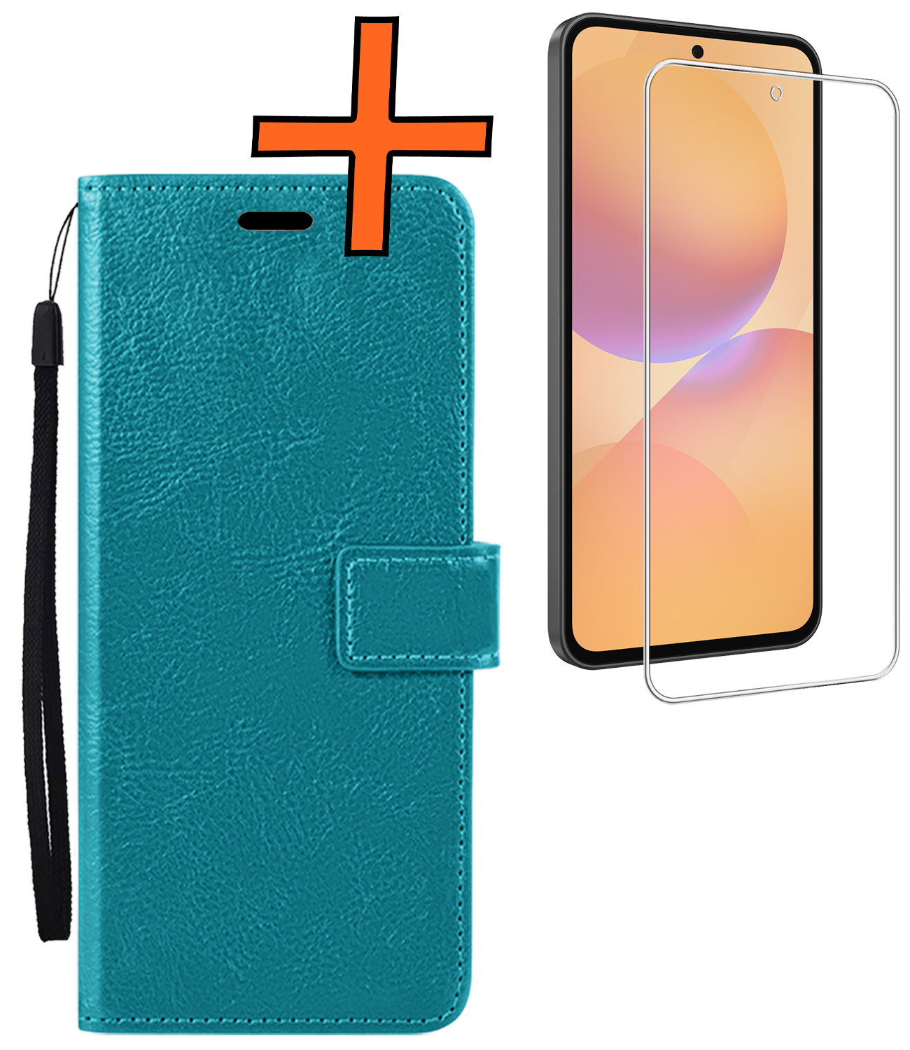 Nomfy Nomfy Samsung Galaxy A36 Hoesje Bookcase Met Screenprotector - Turquoise