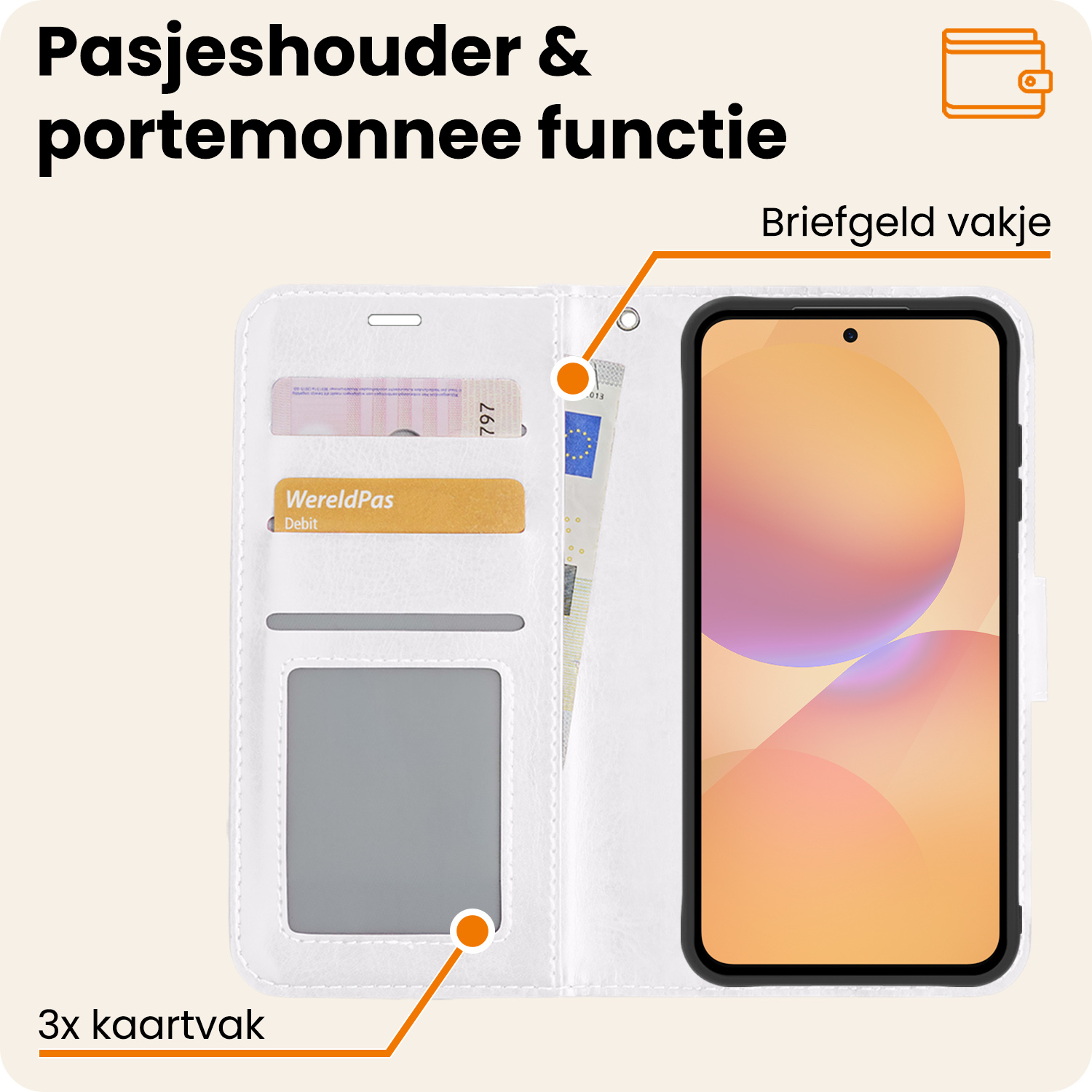 Nomfy Nomfy Samsung Galaxy A36 Hoesje Bookcase Met Screenprotector - Wit