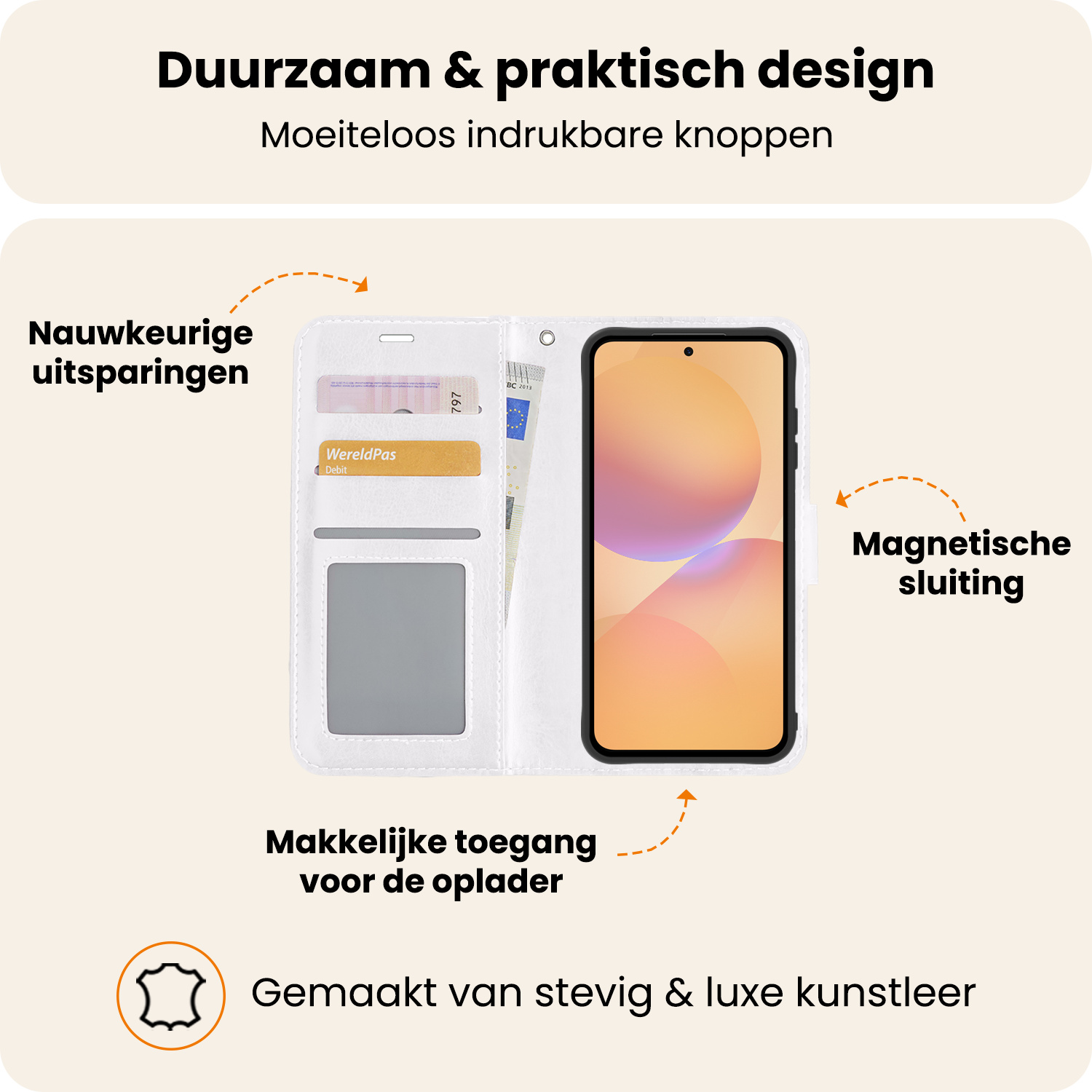 Nomfy Nomfy Samsung Galaxy A36 Hoesje Bookcase Met Screenprotector - Wit