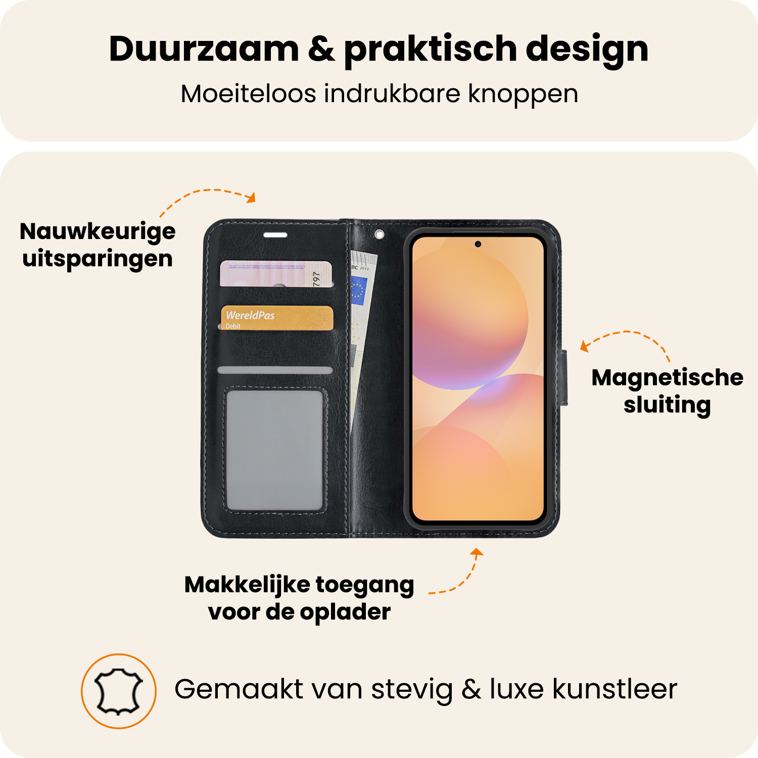 Nomfy Nomfy Samsung Galaxy A36 Hoesje Bookcase Met Screenprotector - Zwart