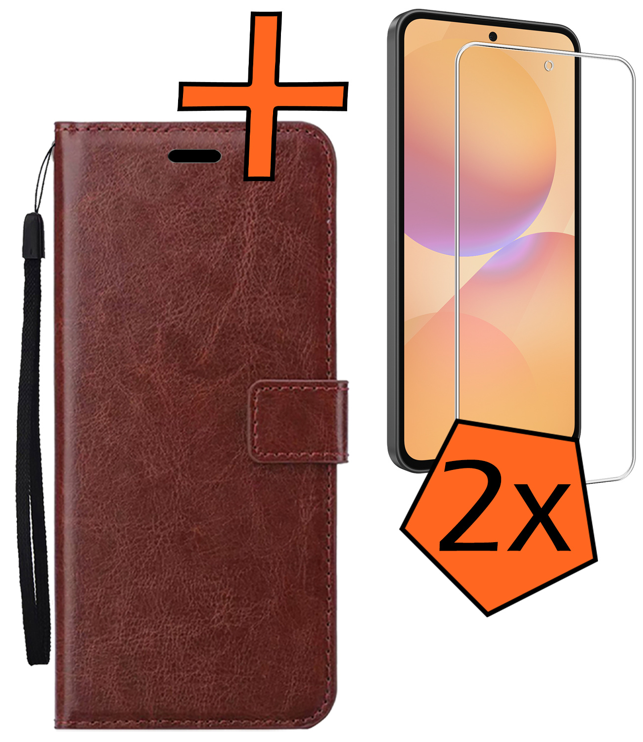 Nomfy Nomfy Samsung Galaxy A36 Hoesje Bookcase Met 2x Screenprotector - Bruin