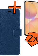 Nomfy Nomfy Samsung Galaxy A36 Hoesje Bookcase Met 2x Screenprotector - Donkerblauw