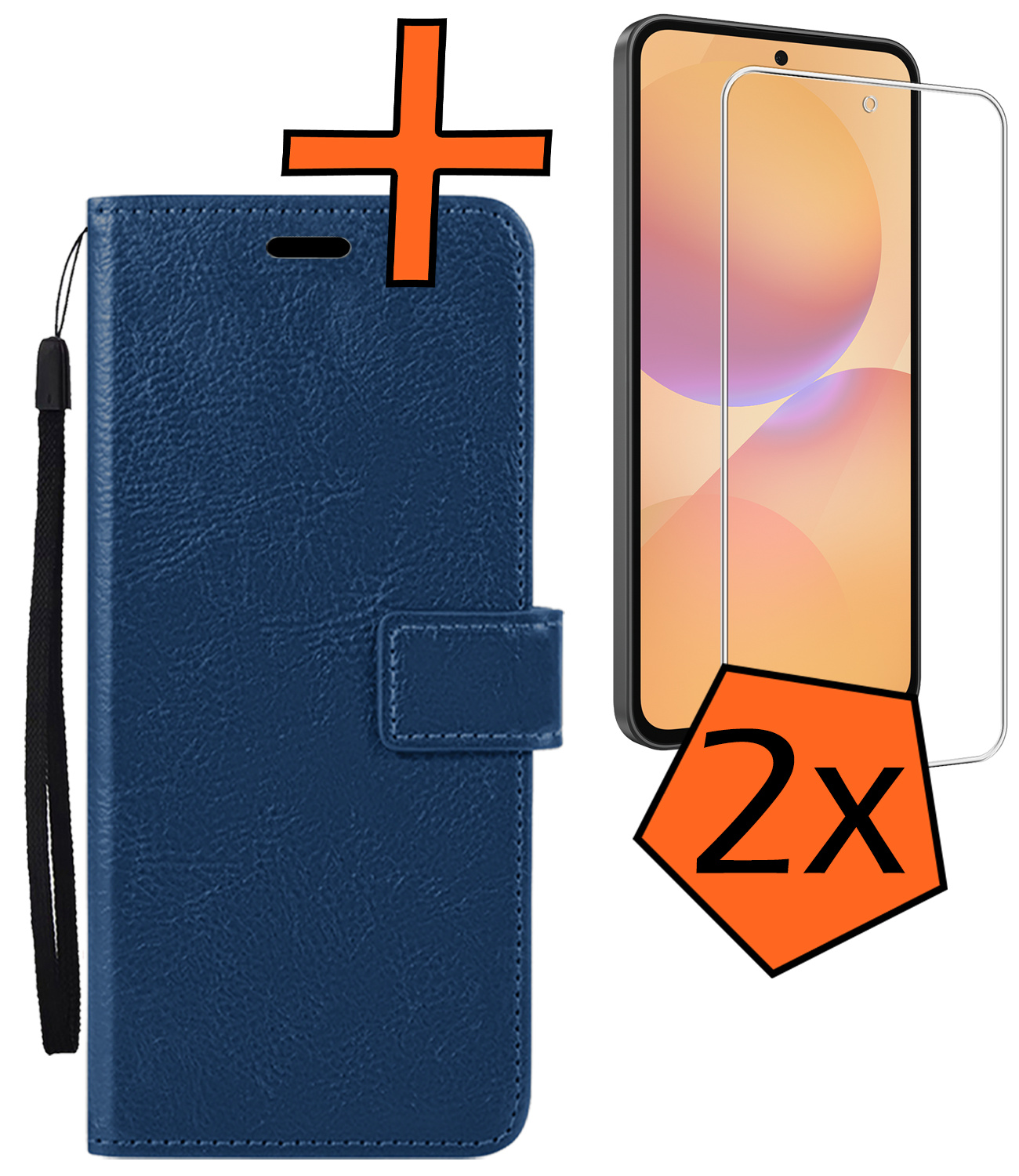 Nomfy Nomfy Samsung Galaxy A36 Hoesje Bookcase Met 2x Screenprotector - Donkerblauw