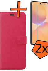 Nomfy Nomfy Samsung Galaxy A36 Hoesje Bookcase Met 2x Screenprotector - Donkerroze