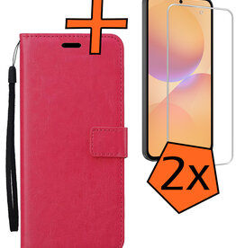 Nomfy Nomfy Samsung Galaxy A36 Hoesje Bookcase Met 2x Screenprotector - Donkerroze