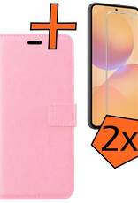 Nomfy Nomfy Samsung Galaxy A36 Hoesje Bookcase Met 2x Screenprotector - Lichtroze