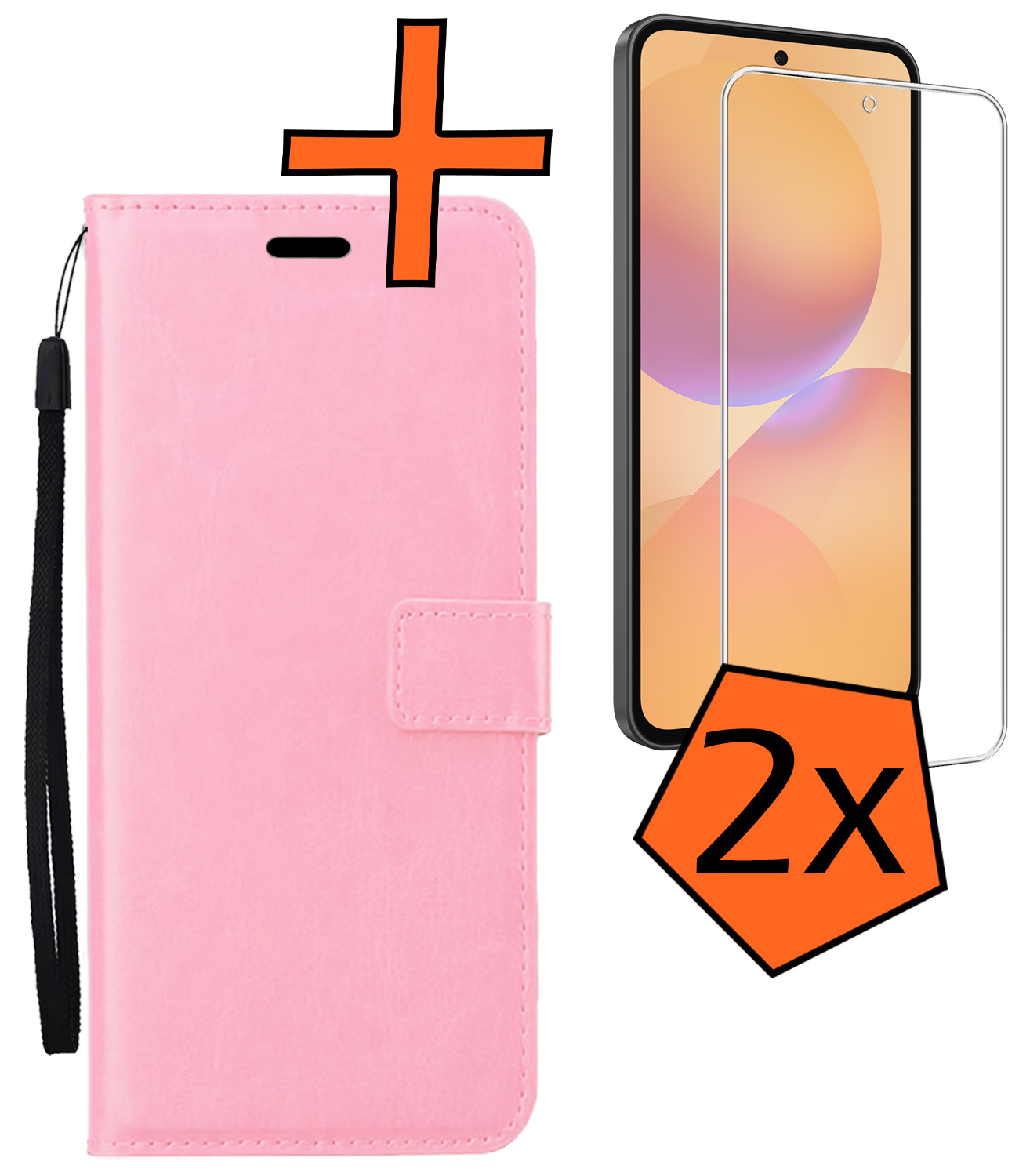 Nomfy Nomfy Samsung Galaxy A36 Hoesje Bookcase Met 2x Screenprotector - Lichtroze