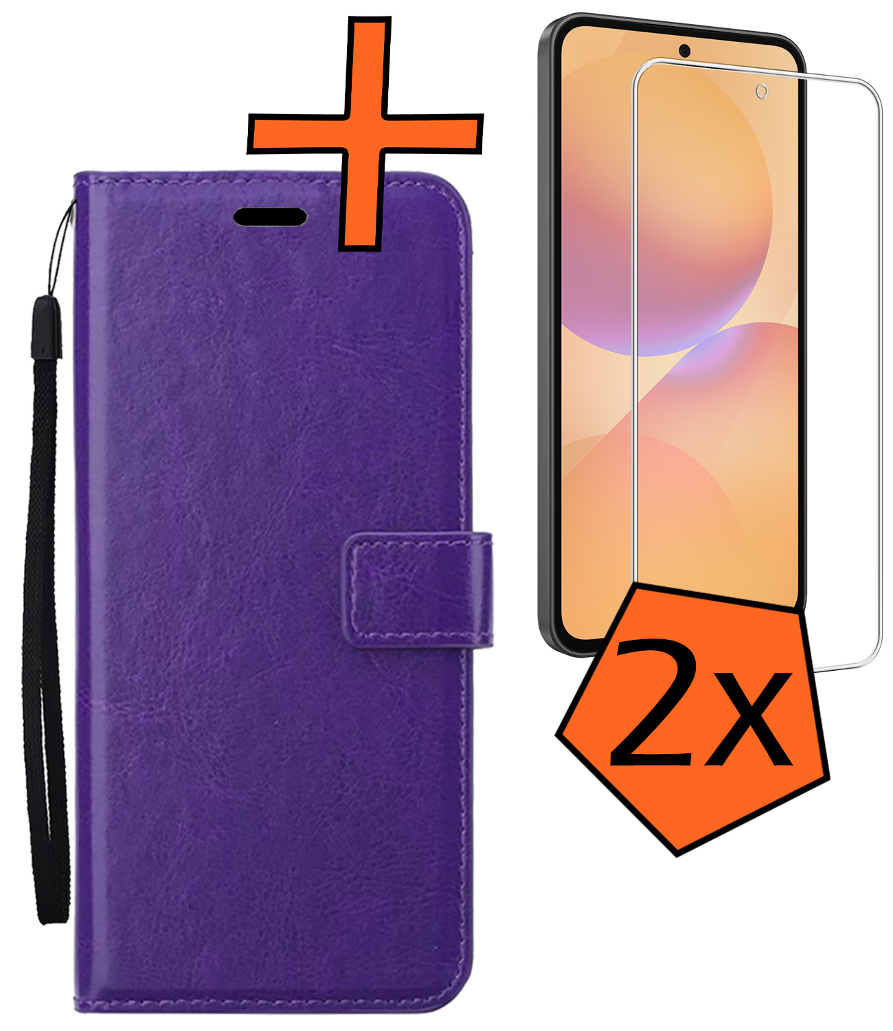 Nomfy Nomfy Samsung Galaxy A36 Hoesje Bookcase Met 2x Screenprotector - Paars