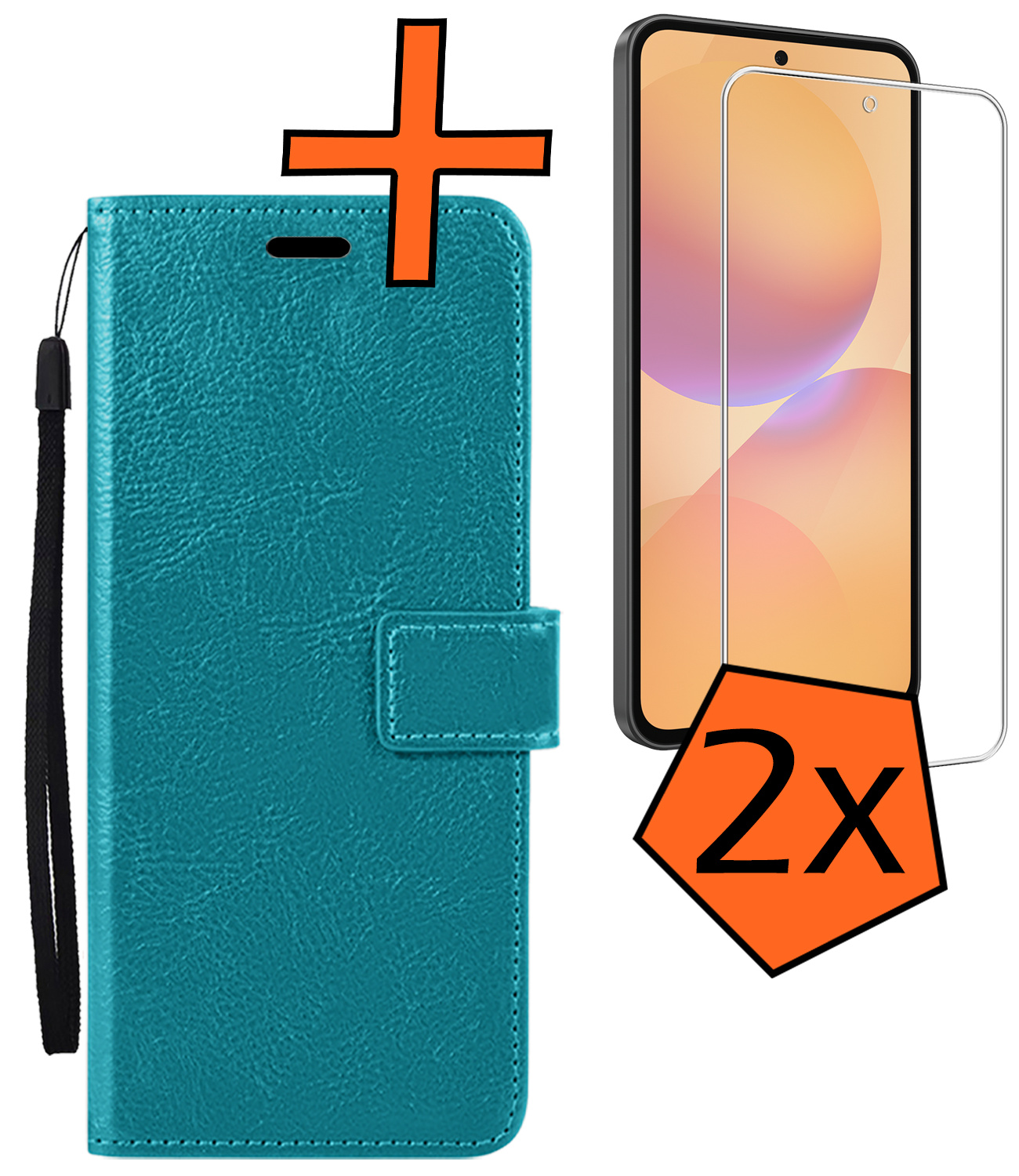 Nomfy Nomfy Samsung Galaxy A36 Hoesje Bookcase Met 2x Screenprotector - Turquoise