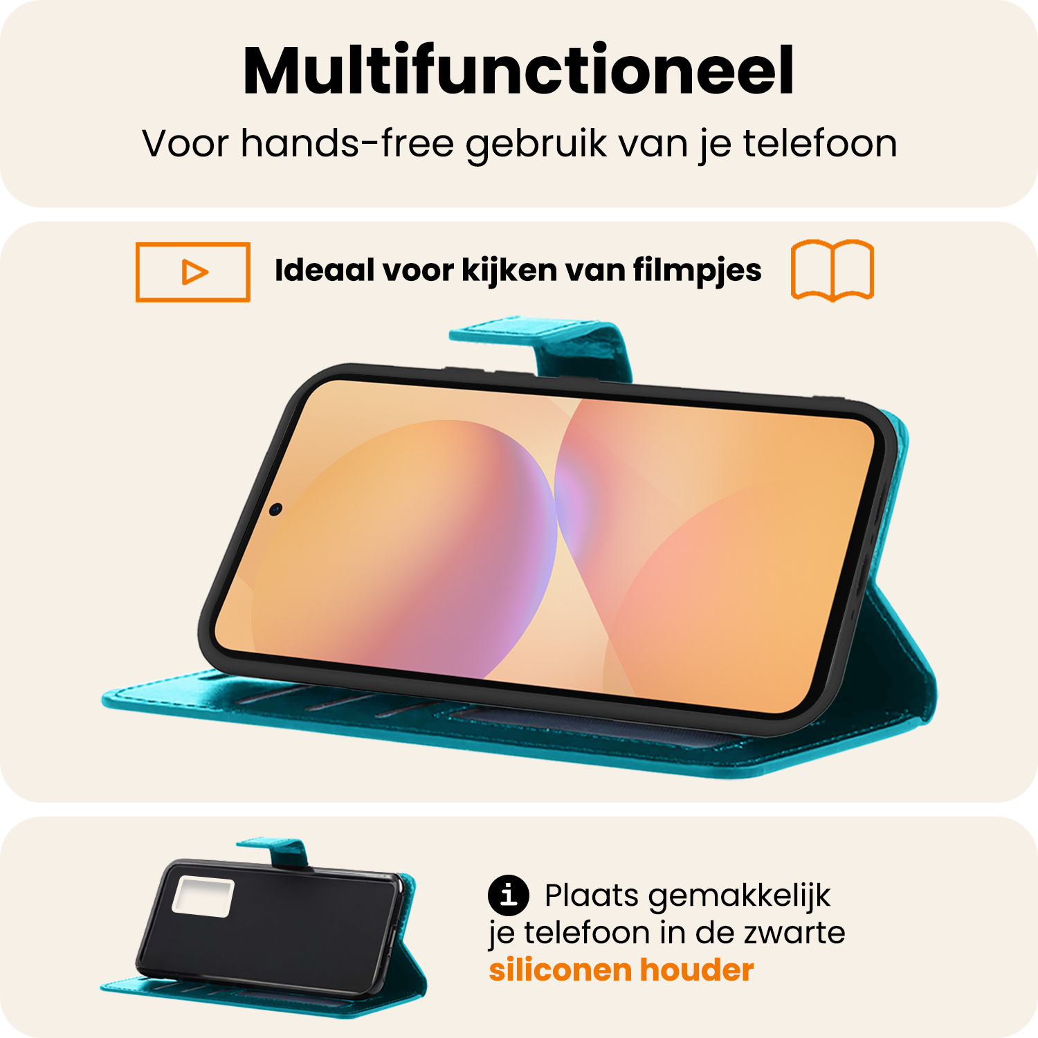 Nomfy Nomfy Samsung Galaxy A36 Hoesje Bookcase Met 2x Screenprotector - Turquoise