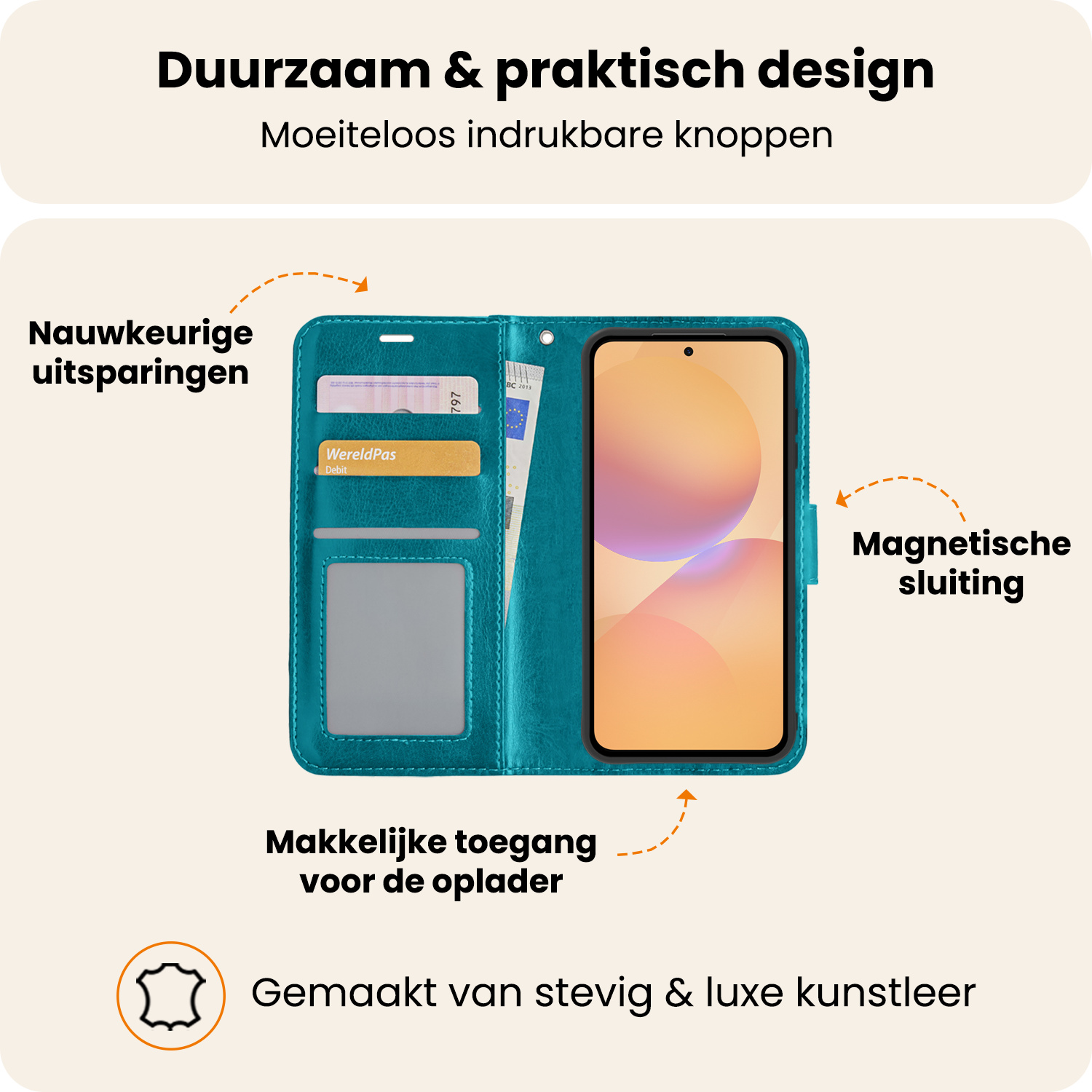 Nomfy Nomfy Samsung Galaxy A36 Hoesje Bookcase Met 2x Screenprotector - Turquoise