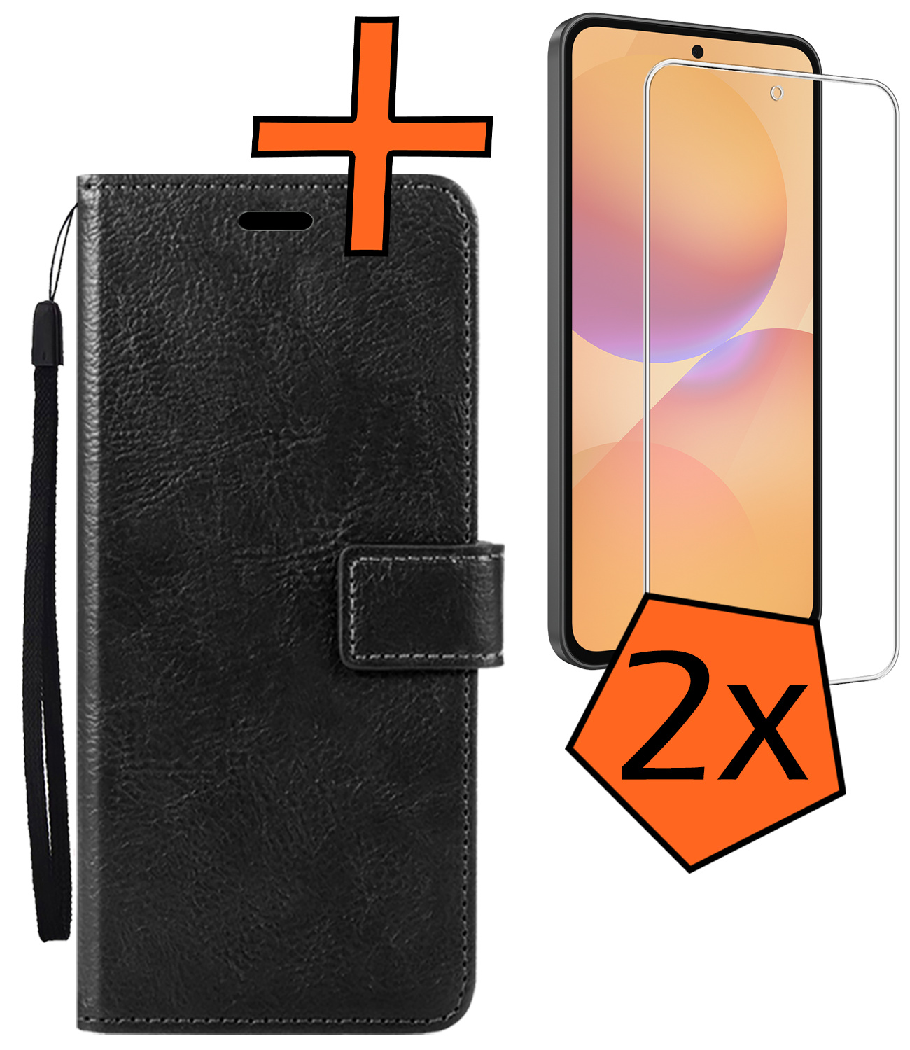 Nomfy Nomfy Samsung Galaxy A36 Hoesje Bookcase Met 2x Screenprotector - Zwart