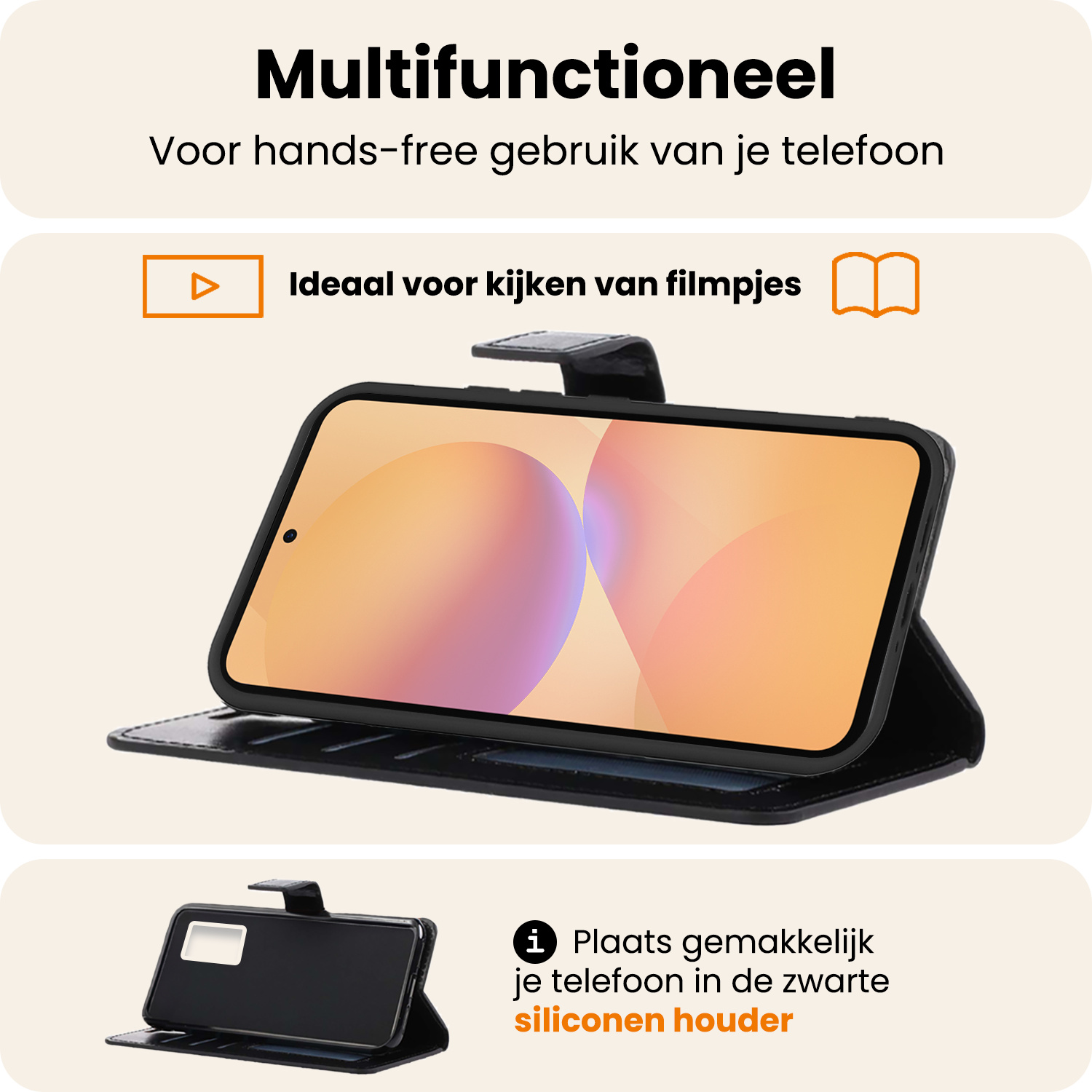 Nomfy Nomfy Samsung Galaxy A36 Hoesje Bookcase Met 2x Screenprotector - Zwart