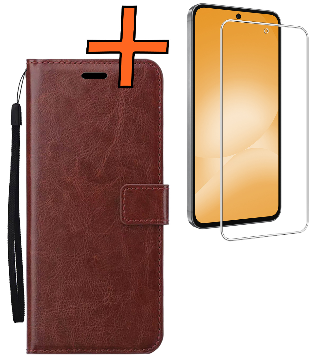 Nomfy Nomfy Samsung Galaxy A56 Hoesje Bookcase Met Screenprotector - Bruin