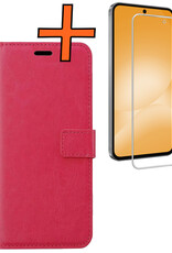 Nomfy Nomfy Samsung Galaxy A56 Hoesje Bookcase Met Screenprotector - Donkerroze