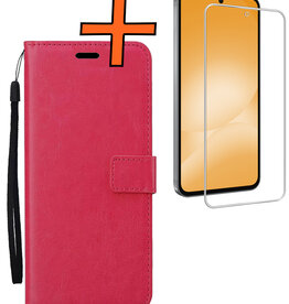 Nomfy Nomfy Samsung Galaxy A56 Hoesje Bookcase Met Screenprotector - Donkerroze